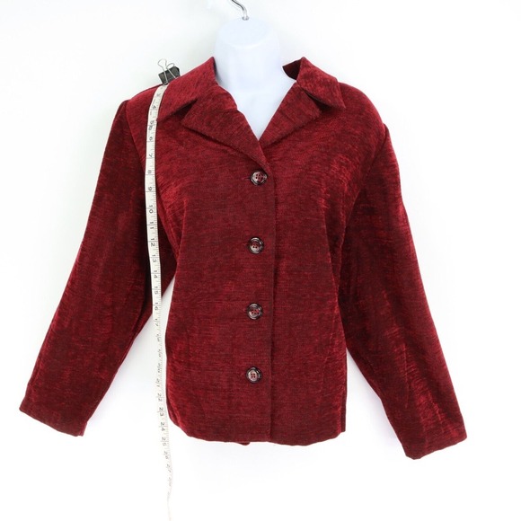 Fashion Bug Blazer Jacket Lined Womens Size 14W/16W Deep Red‎ Shoulder Pads - Picture 3 of 7